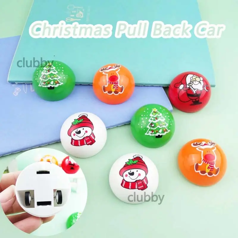 Mainan Bola Krismas, Kereta Tarik Belakang Comel Santa, Saiz Mini, Sesuai untuk Kanak-kanak, Hadiah Xmas, Cerita Bandar Toys Plastik