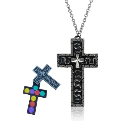 Squid Game Thanos Cross Necklace Squid Game Cross Pendant Necklace - Stainless Steel Vintage Style Necklace With Secret Compartment Vintage Style Jewelry