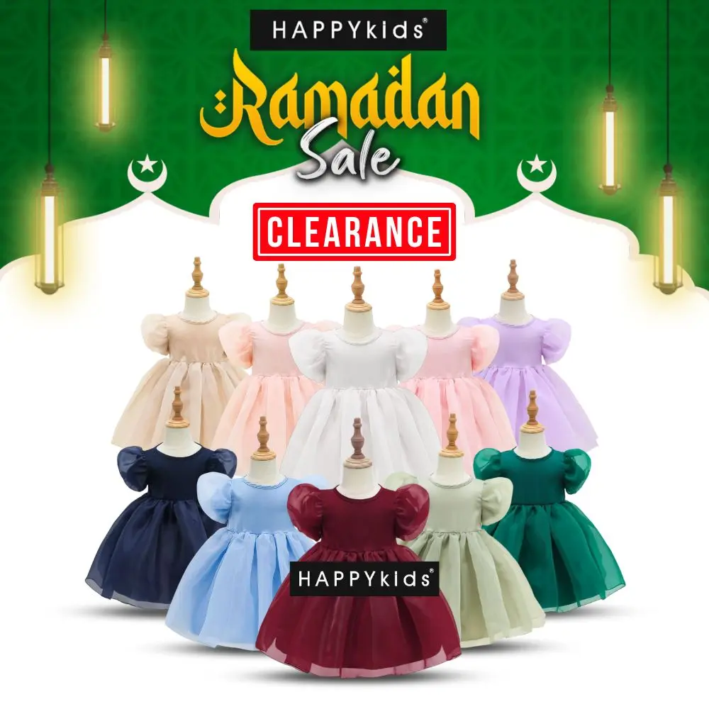 CLEARANCE HappyKids Baju Raya 2025 Baju Raya Baby Perempuan Baby Toddle Baby Girls Kids Dress Skirt Baju Budak Baju Baby Fashion