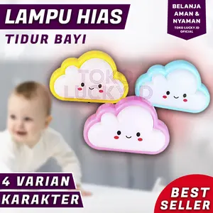 Lampu Tidur Anak Lucu Karakter Bulan Awan Bintang Ayam LED Sensor Cahaya Kamar