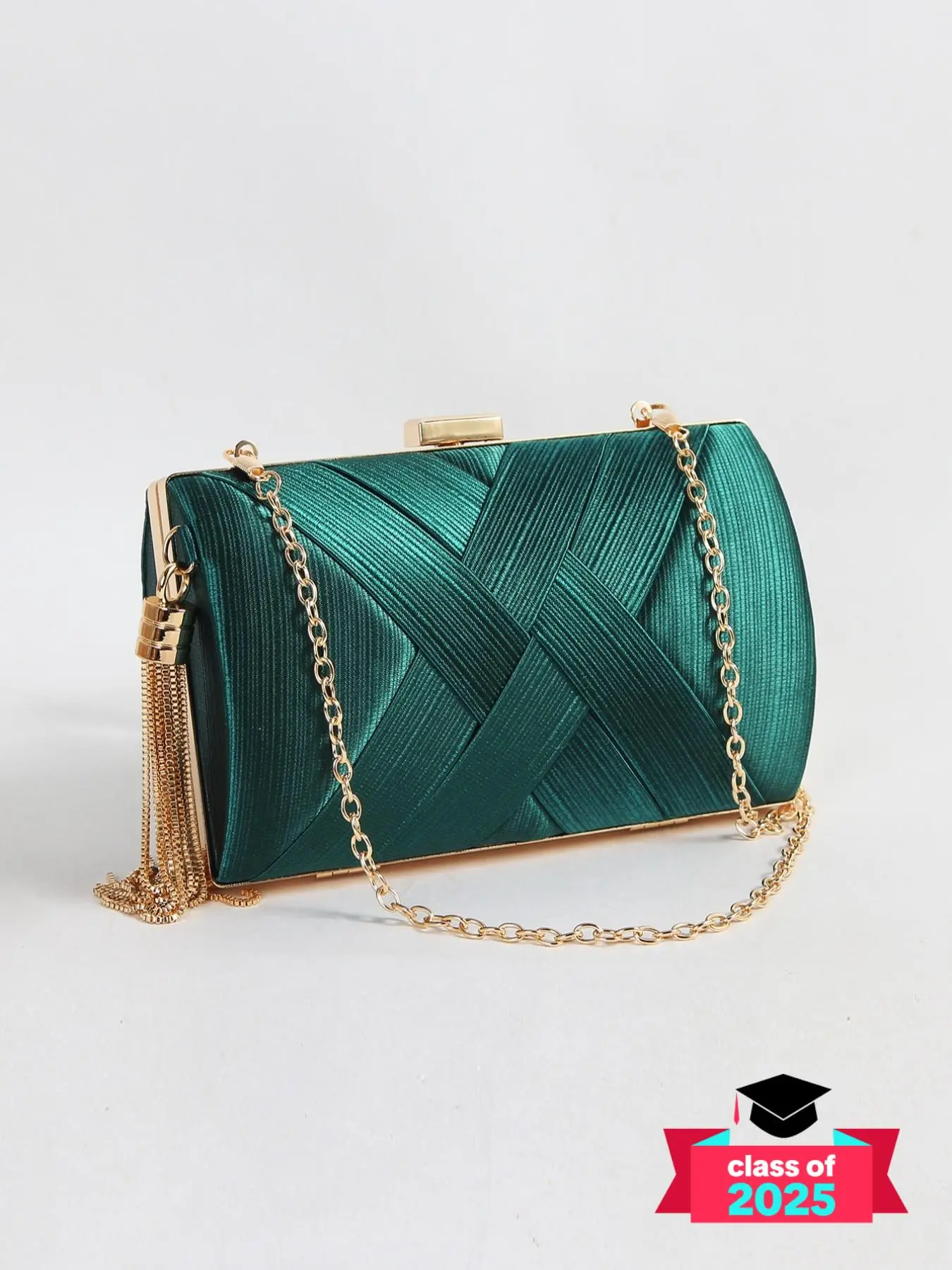 Women's Elegant Criss Cross Tassel Buckle Design Evening Bag, Exquisite Trendy Evening Chain Strap Crossbody Bag, Fashionable Bag for Party Decoration