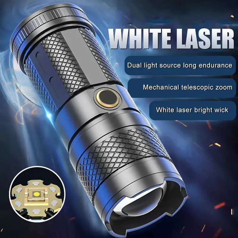 SENTER LED LASER / SENTER SWAT POLICE RECHARGEABLE / SENTER CAS USB Lampu Merah Plastik Putih Biru 0