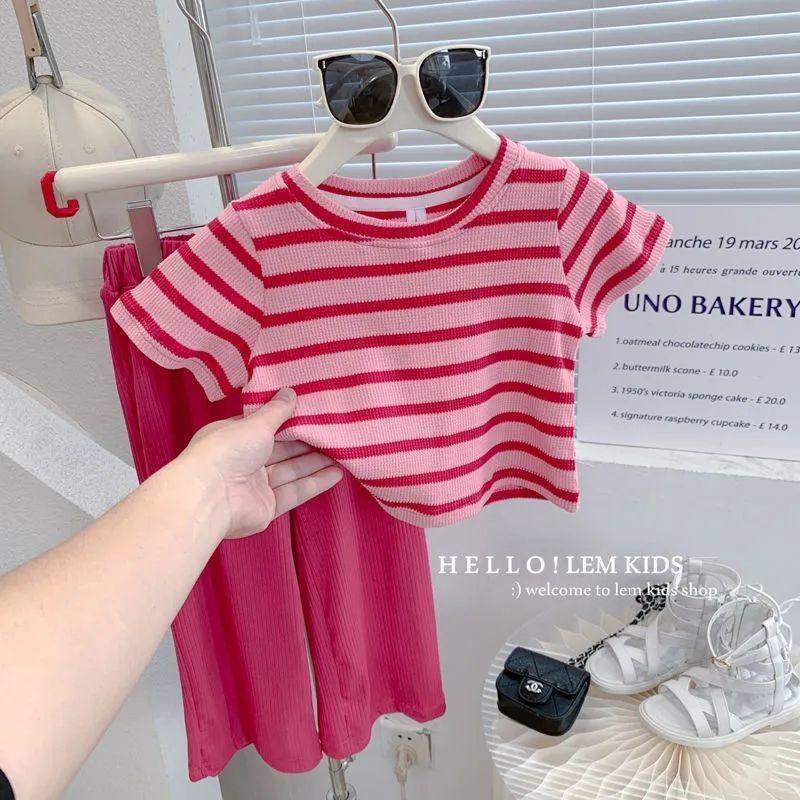 Product Introduction of Sut Perempuan, Fesyen Musim Panas, Ketibaan Baru, Berjalur, Lengan Pendek, Rekaan Draping Kanak-kanak, Anti Nyamuk Sejuk, Seluar Lurus Kaki Lebar 16