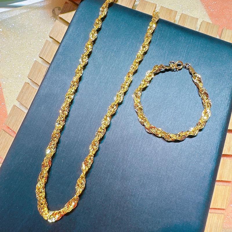 Set Dây Chuyền Xoắn + Lắc Tay Xoắn 4D Hợp Kim Xi S4095 Phụ nữ