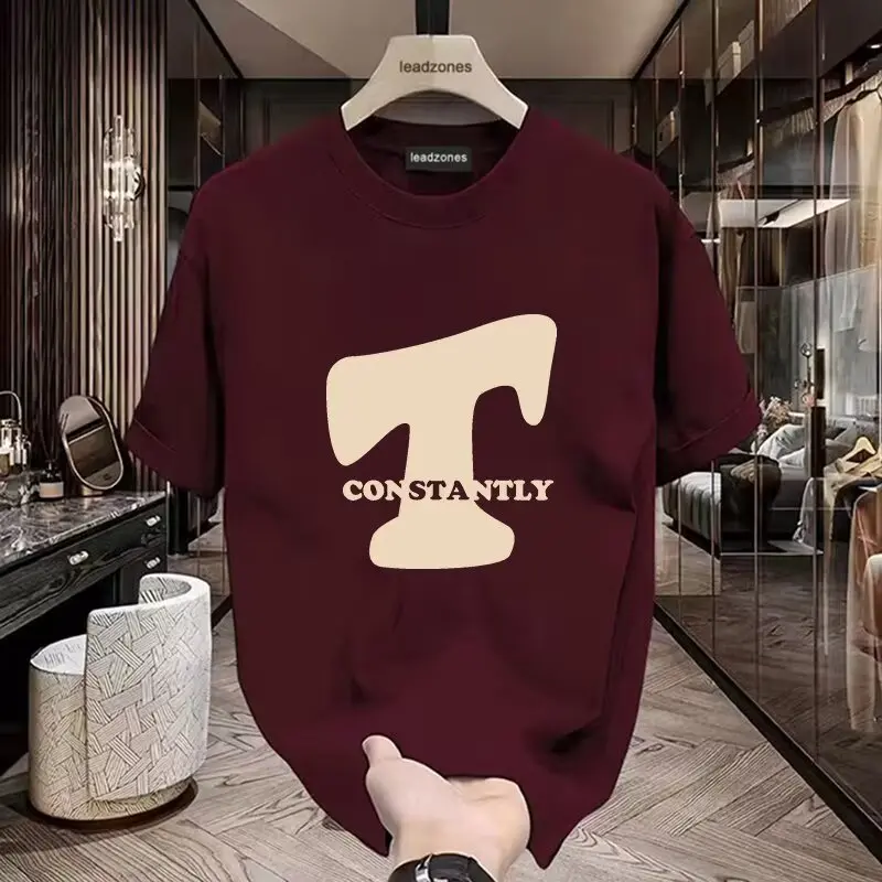 Áo Thun Cotton ngắn Tay Mùa hè, Dành Cho Nam, Phong Cách Thường Ngày Hợp Xu hướng Và Thời Trang, Thiết Kế In Hình, Cổ Tròn, Thích Hợp Cho Thể Thao, Thoáng Khí, 250gsm