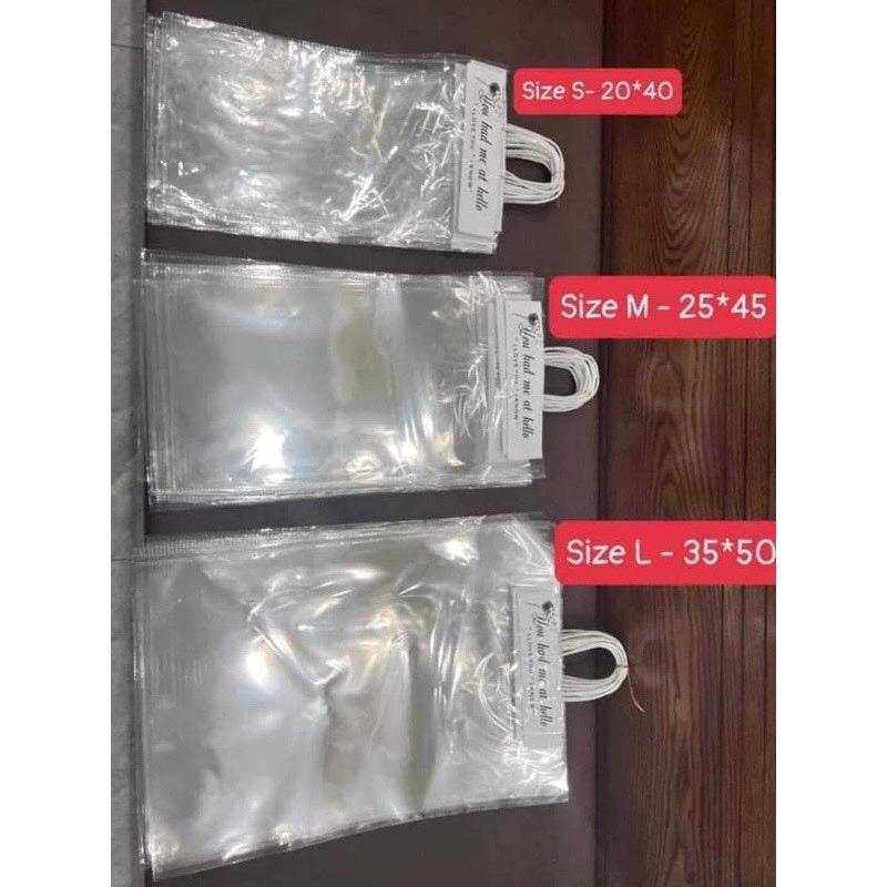  Combo 50 Túi Đựng Hoa Trong Suốt Quai Giấy Size S quà gói 