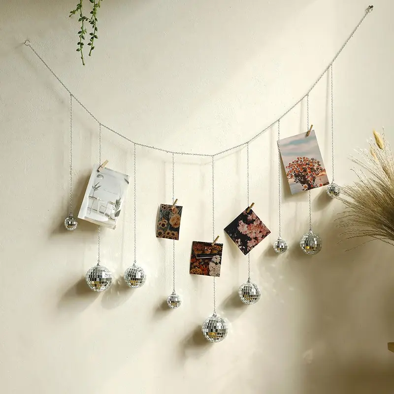 Disco Ball Wall Hanging Decor, 1 Count Wall Hanging Photo Display without Clips, Creative Wall Decor for Home Living Room Bedroom 8
