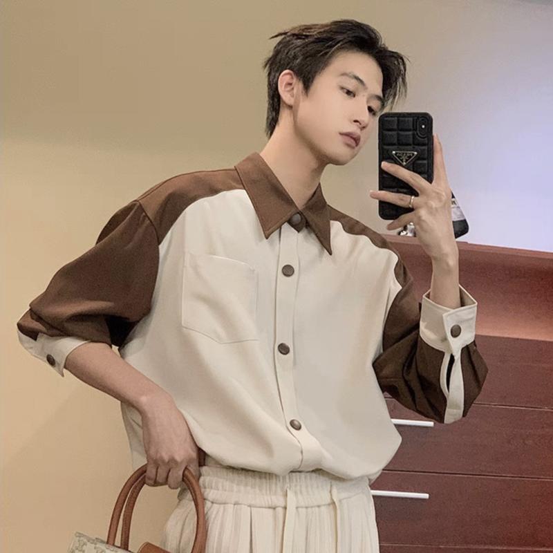 [GIDISTUDIO]_Áo Sơ Mi TONY Raglan tay dài Nam Nữ Unisex Form rộng - áo sơ mi PHỐI MÀU vải lụa mềm mịn, dày dặn, không nhăn GIDI