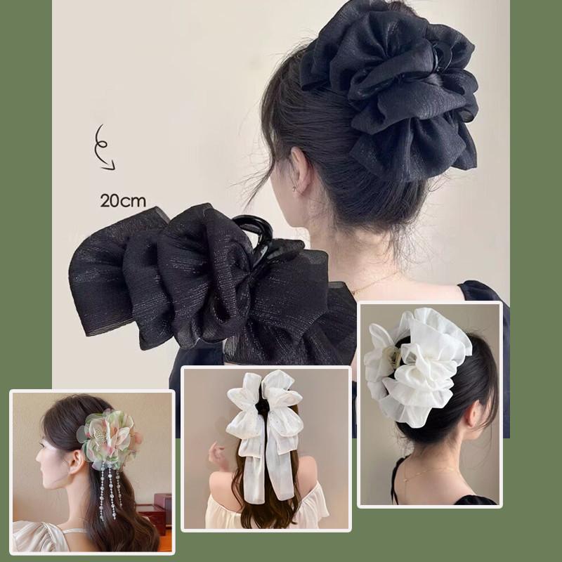 Kẹp Tóc, Cỡ Lớn, Màu Đen, Phong Cách Hàn Quốc, Thiết Kế Đơn Giản, Thời Trang Mùa Hè, Dành Cho Nữ 0