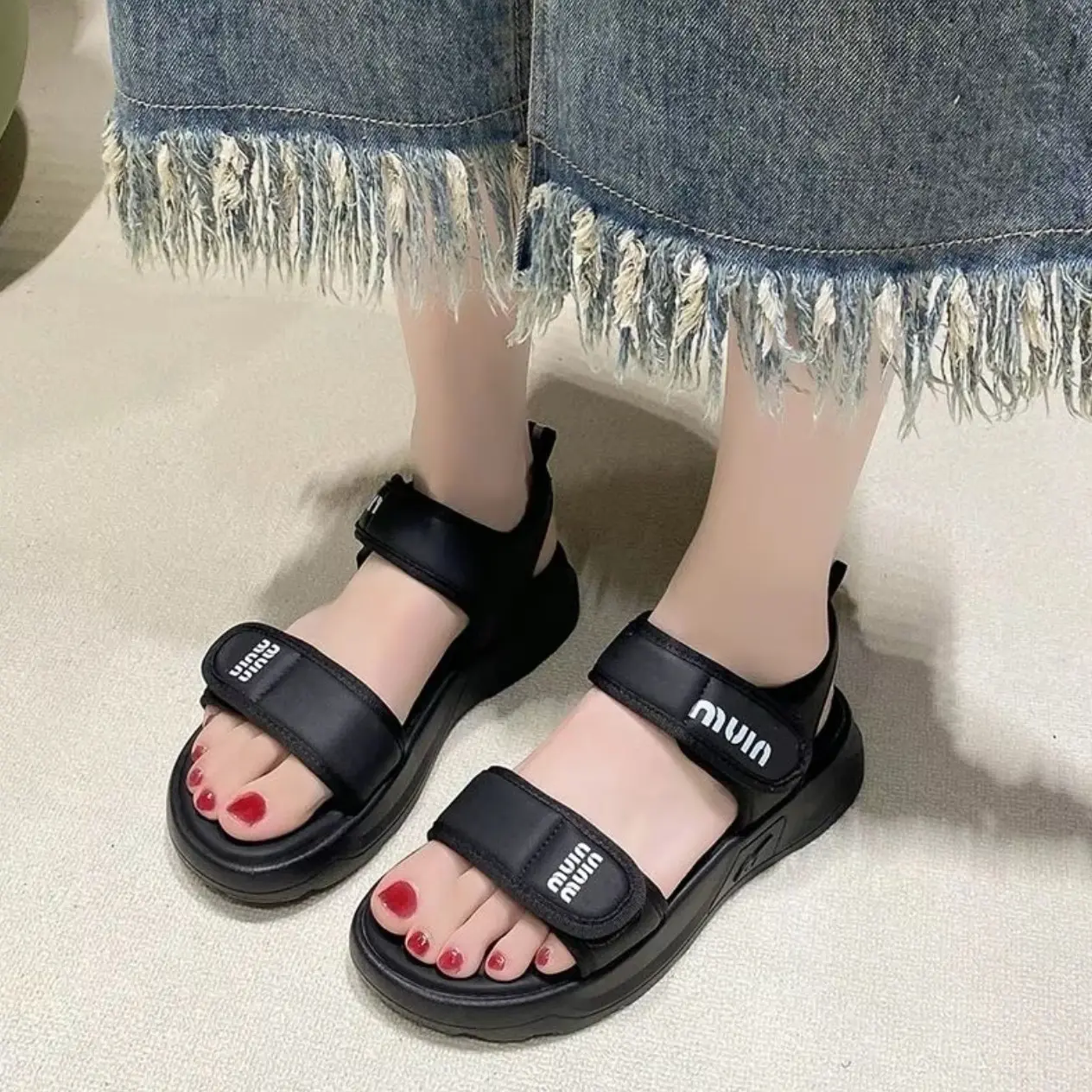 Dép Sandal Nữ Đế Quai Da Mềm Đế Cao 3cm siêu nhẹ - Slipper -Dép DéP Shoes GiàY
