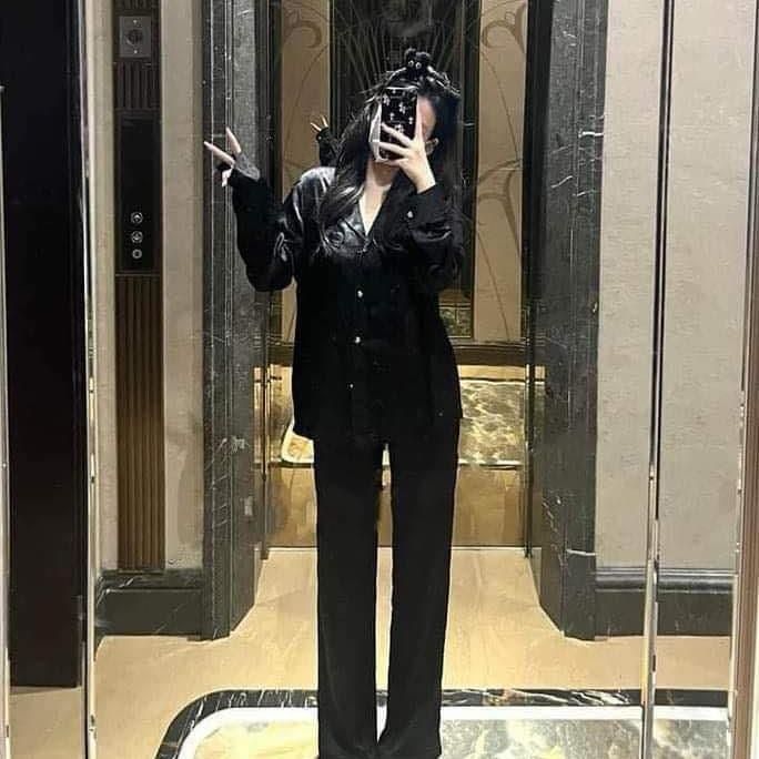 Bộ Đồ Ô Vuông Tay Dài Quần Dài Lụa Xước Quảng Châu Mềm Mát Mịn - Áo 2 6