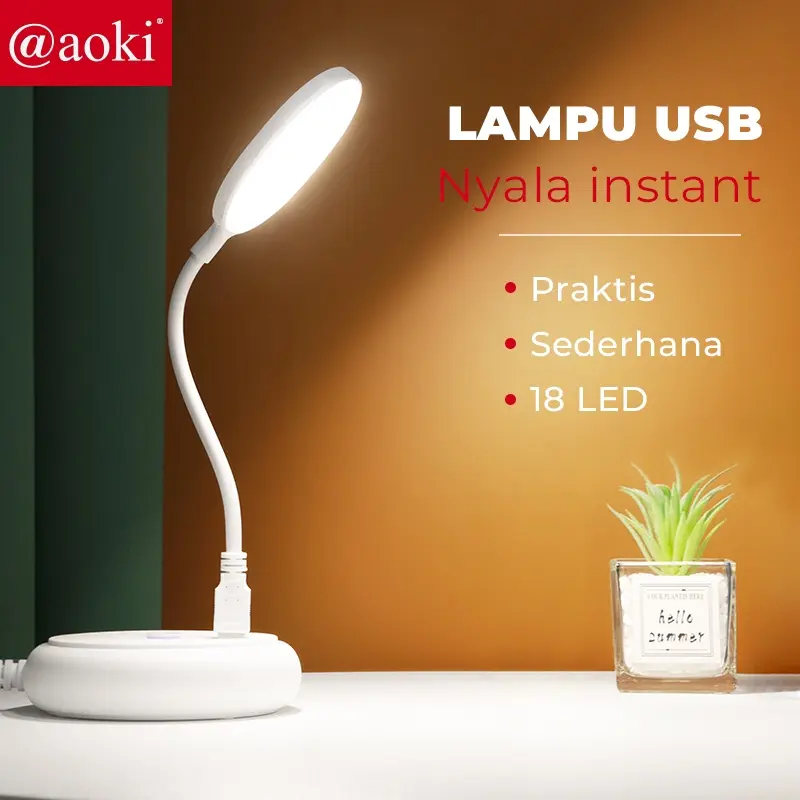 Aoki AU100 Lampu USB LED Mini Portable Belajar Super Terang