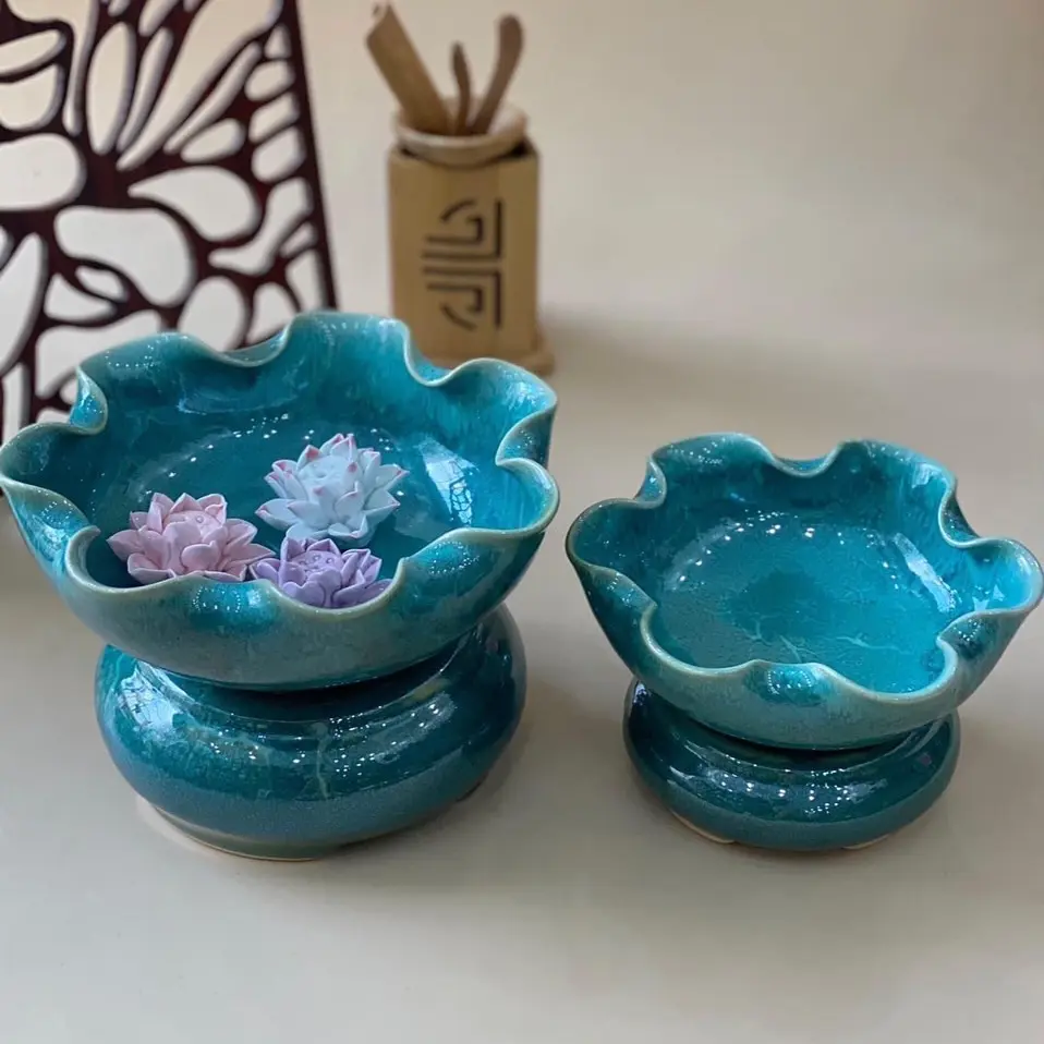 Bát minh đường tụ thuỷ, bát thả hoa tắm Phật gốm Bát Tràng
