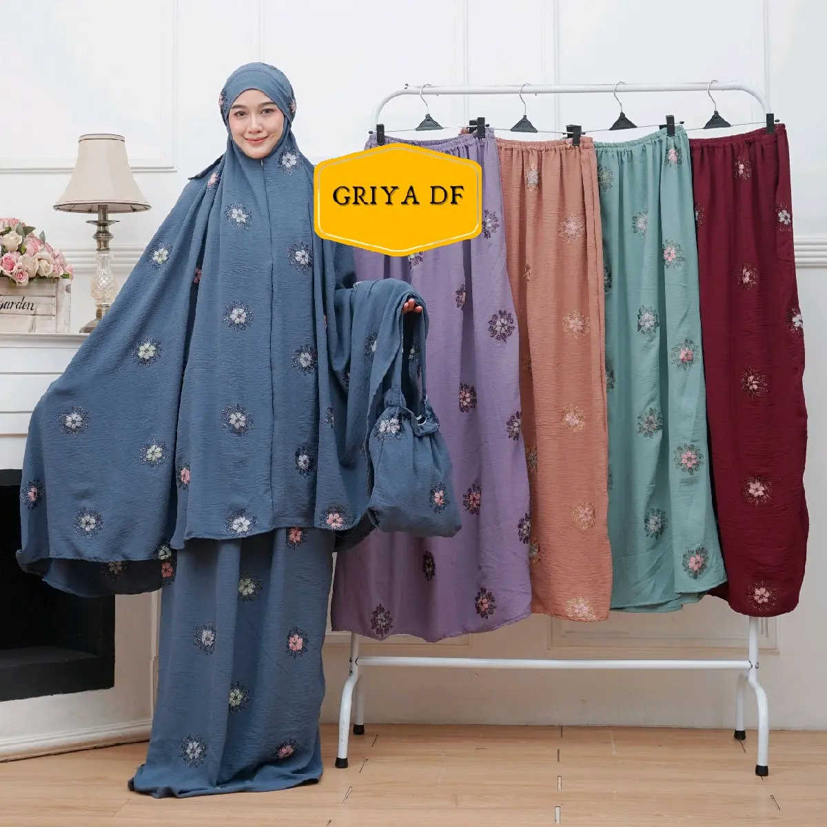 Mukena Traveling Dewasa 3in1 Crinkle Bordir Jumbo Stok Terbatas Airflow Atasan Bawahan Panjang Muslim Wanita