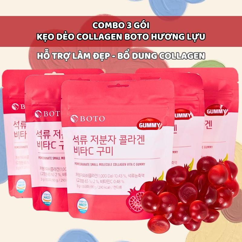 COMBO 3 GÓI KẸO DẺO COLLAGEN LỰU BOTO - KẸO DẺO - ĂN VẶT - ĐỒ ĂN VẶT