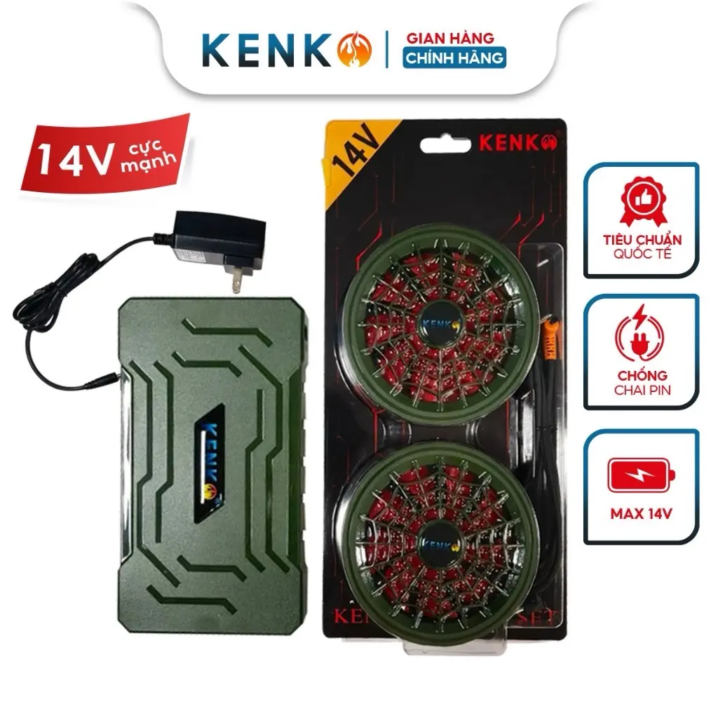 ￼Pin quạt áo điều hòa KENKO 14v 26000mAh bảo hành 12 tháng