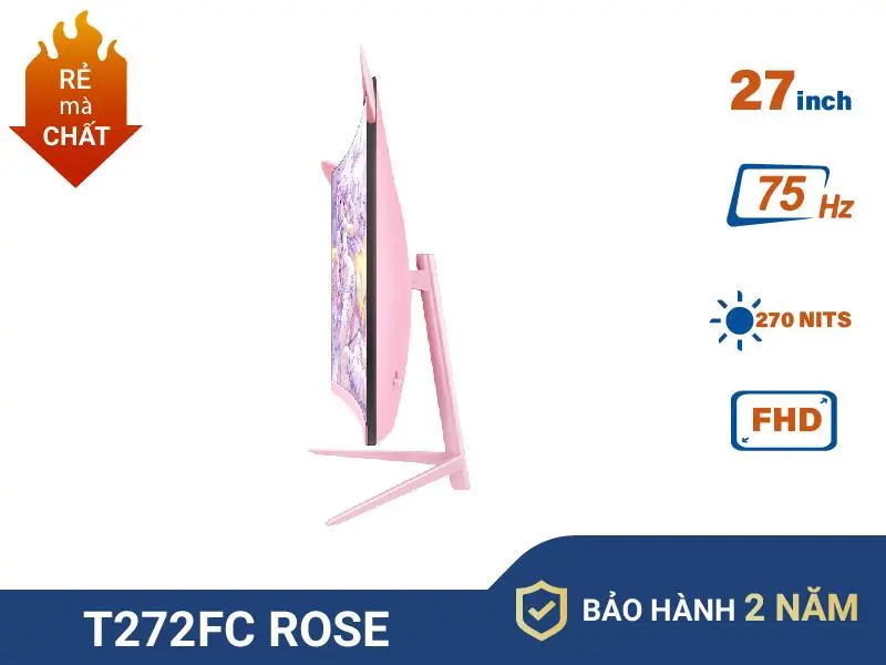 Màn hình máy tính Tomko 27 inch cong Hồng T272FC ROSE FHD 2