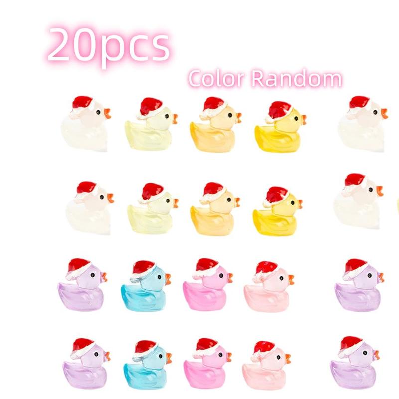 Mini Cartoon Duck Decorative Ornament, 20pcs/50pcs Luminous Duck Decoration, DIY Handmade Resin Accessories, Micro Landscape Decoration, Fish & Aquatic Supplies, Christmas Gift 7