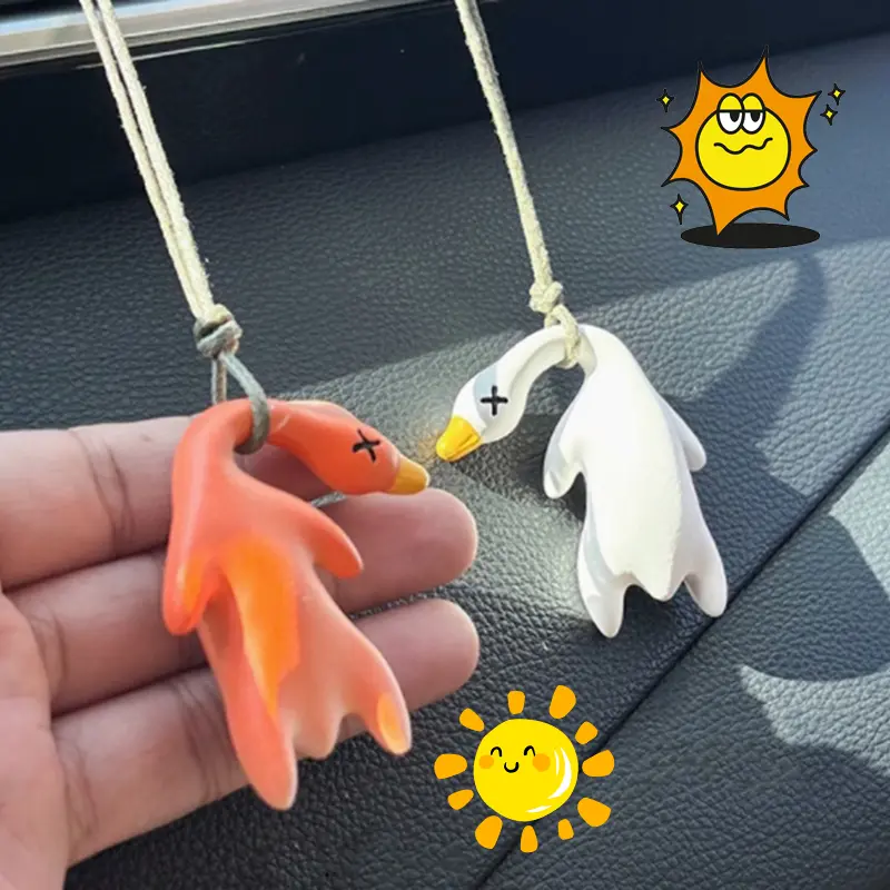 Đồ Trang Trí Xe Hơi Vịt, Thiết Kế Sáng Tạo Và Vui Nhộn, Vịt Đu Đưa, Đổi Màu Sau Nắng, Mặt Dây Chuyền Gương Chiếu Hậu, Đồ Thủ Công Trang Trí, Cho Xe Hơi