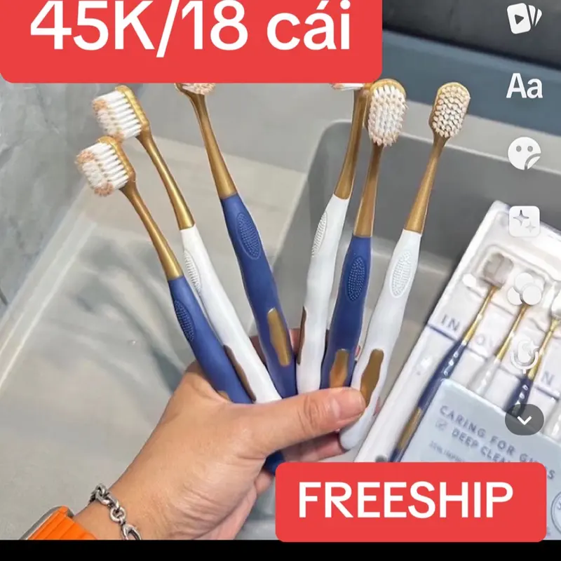 Combo 3 vỉ bàn chải 18 cái bàn chải đánh răng hàng nội địa trung TẶNG KÈM 4 HỘP TĂM CHỈ NHA KHOA 3