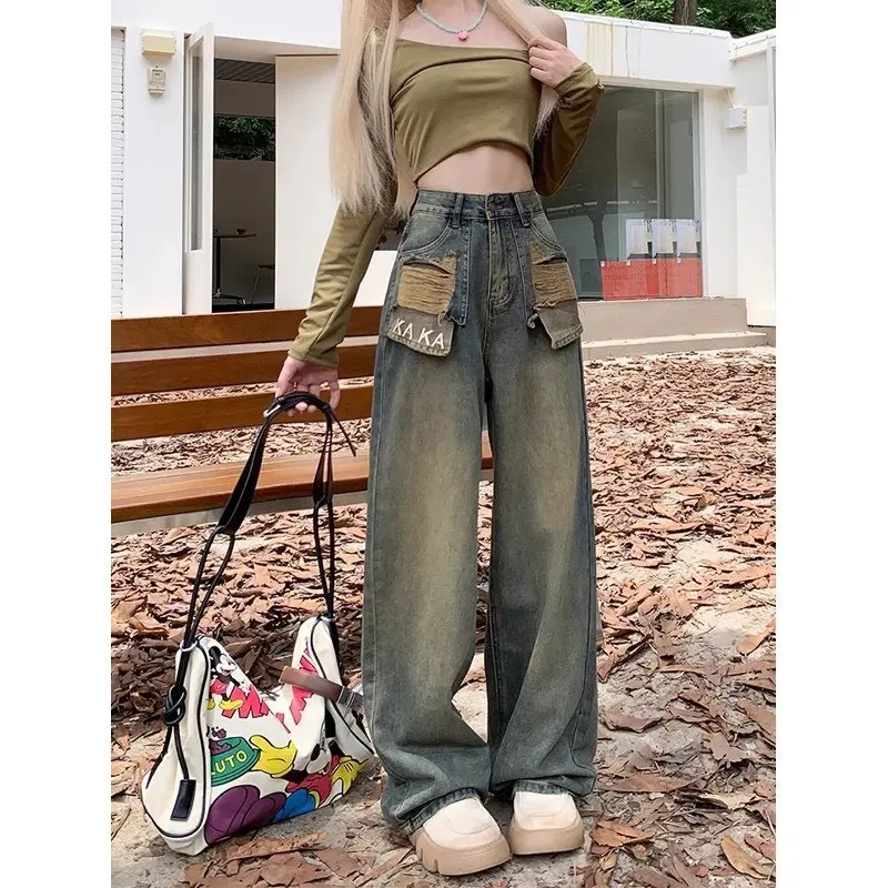 Quần jean bò ống rộng suông xuông nữ jeans cạp cao phong cách jeanshop_0603 ms14 Pants Women 2