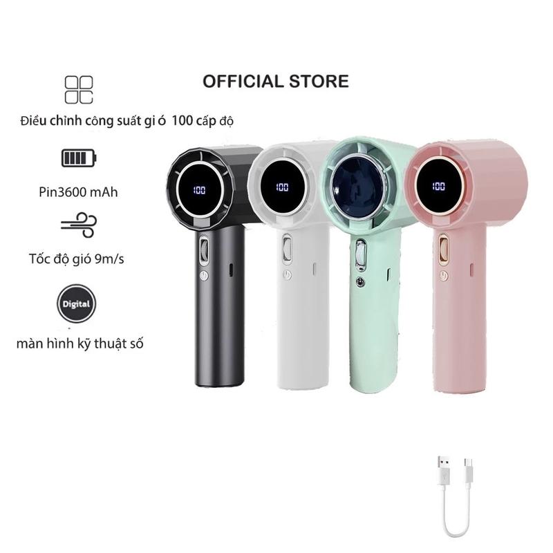 2025 goojodoq Quạt Turbo Siêu Gió 5000mAh Dung Lượng Lớn Dùng 5 Tiếng, 100 Cấp Độ Gió Lạnh, Quạt Cầm Tay Động Cơ 3 Pha Tốc Độ Gấp 10x