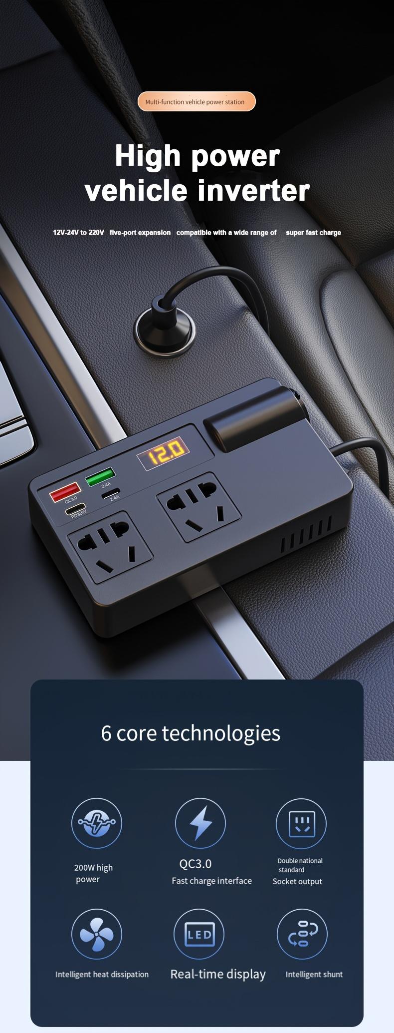 Product Introduction of New car inverter 12v 24v to 220V fast charger USB + PD car power socket converter multifunctional electronic 0