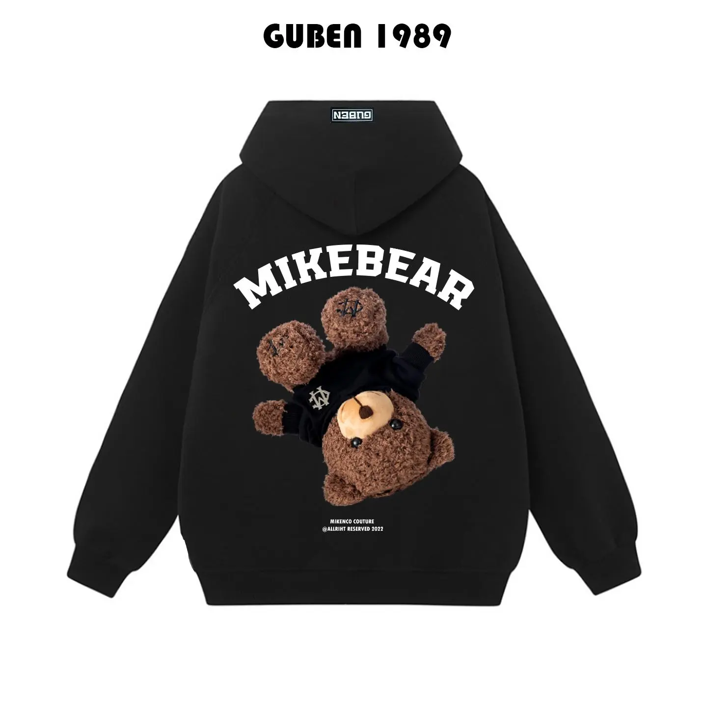 GUBEN -1989  hoodie    Áo  (Nỉ bông) thông thường  IN  Gấu Ngược -( CHUI ĐẦU)  Tay Dài Menswear