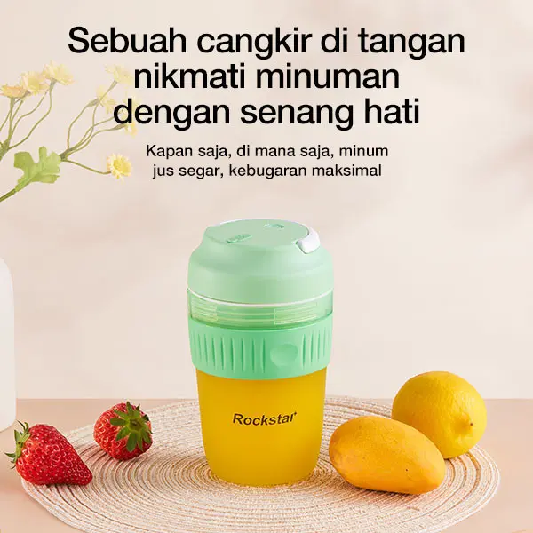 Rockstar bahan yang aman untuk makanan blender 6 bilah mata pisau juicer mini blander 400ml  portable  usb charge chopper  kekinian