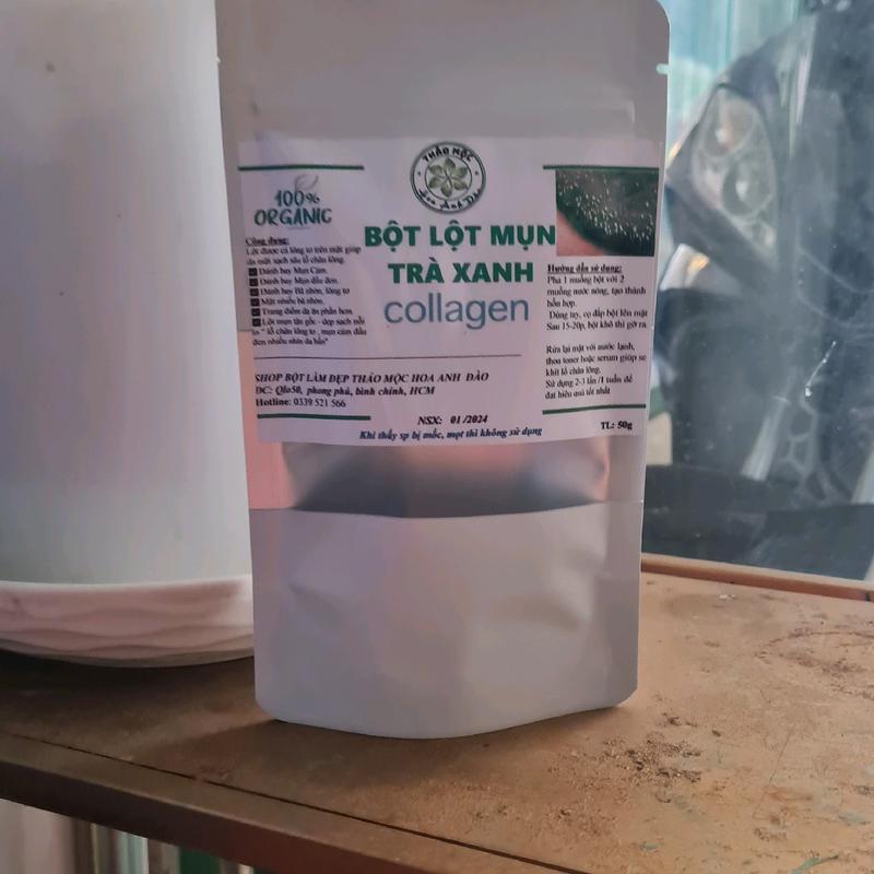 Bột lột mụn trà xanh sạch mụn cám bụi bẩn làm sáng da Cho Da Mụn