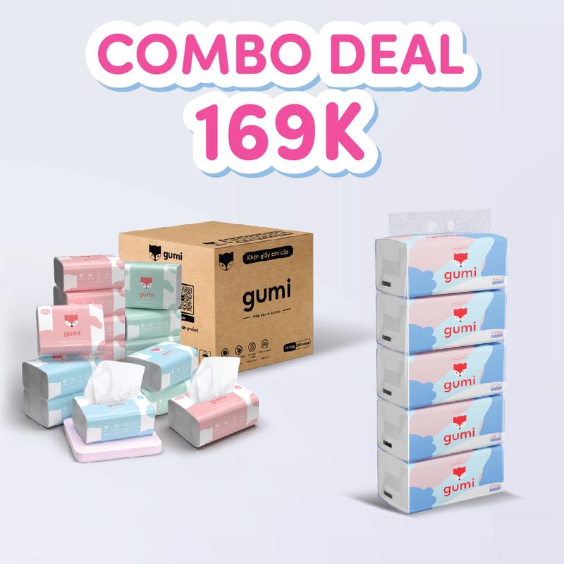 (HN) Combo thùng 30 gói, bịch 5 gói giấy rút Gumi cao cấp Giấy Ăn Khăn Giấy