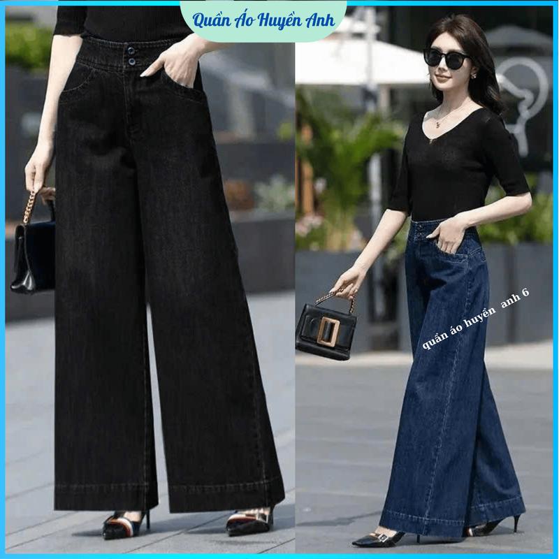  Huyền Anh Quần Jean Nữ Ống Rộng Dáng Suông M29 Chất Liệu Bò Jeans 3 Màu Xanh Đậm Xám Đen Size S-3XL Khoảng 97-98cm 