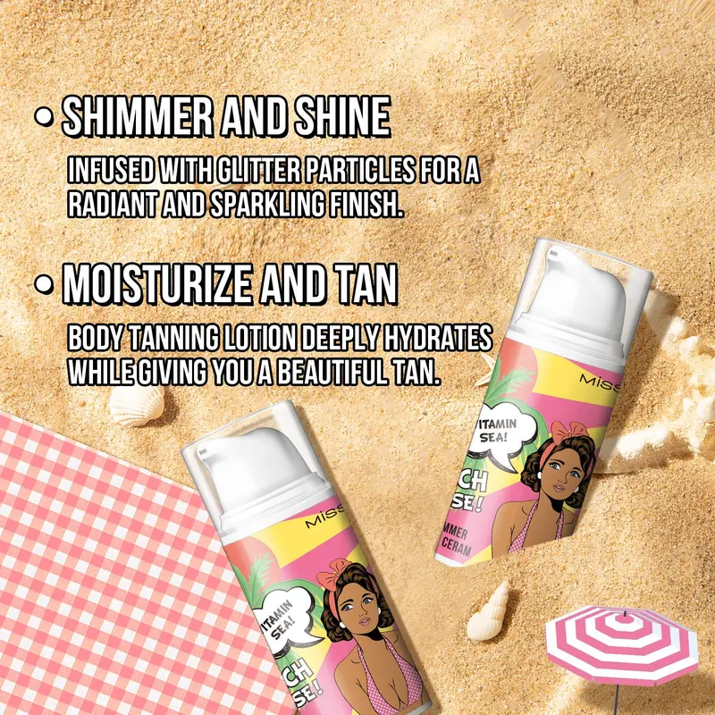 Beach Please! Makeup Set, 3 Counts/set Long Lasting Shimmer Body Cream & Bronzing & Contouring Powder, Cosmetic Product for Women & Girls 4