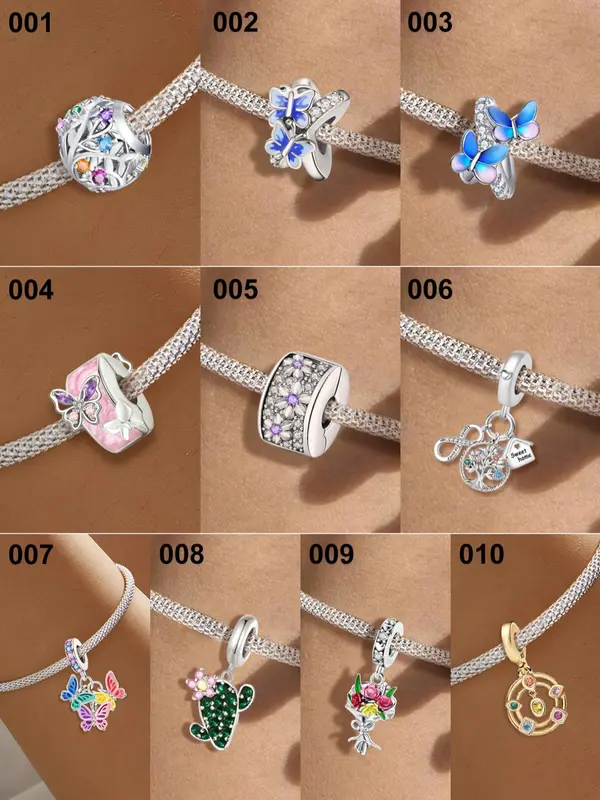 Butterfly & Flower Design Pendant, Colorful Beaded Pendant for Women & Girls, Fashion Accessories for Bracelet & Necklace Making 5