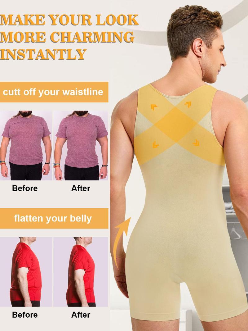 Product Introduction of Men's Solid Shapewear Bodysuit, Sleeveless Tummy Control Compression Romper, Men's Clothes, Men's Shapewear Clothing for All Seasons 6