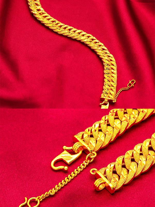 Product Introduction of New MEN'S safety buckle bracelet 12mm wide chain bracelet 6