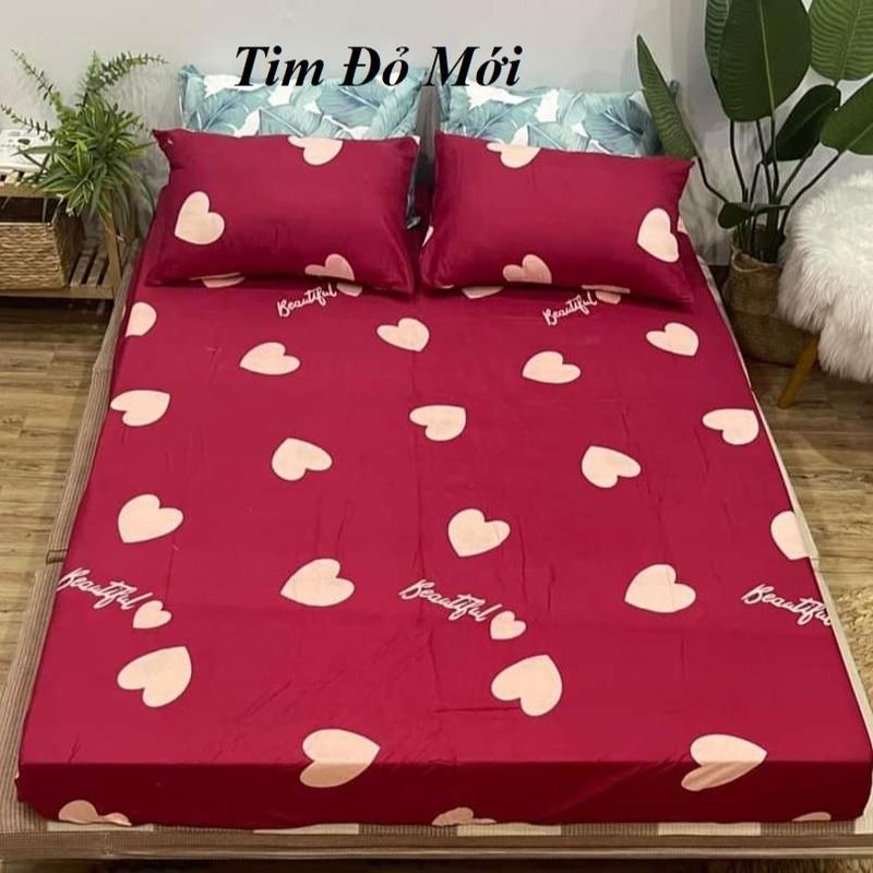 Ga Giường Cotton Poly Mẫu Đẹp Đủ size 1m2 1m6 1m8 2m2 (tặng kèm 2 vỏ gối) [Tim đỏ new]