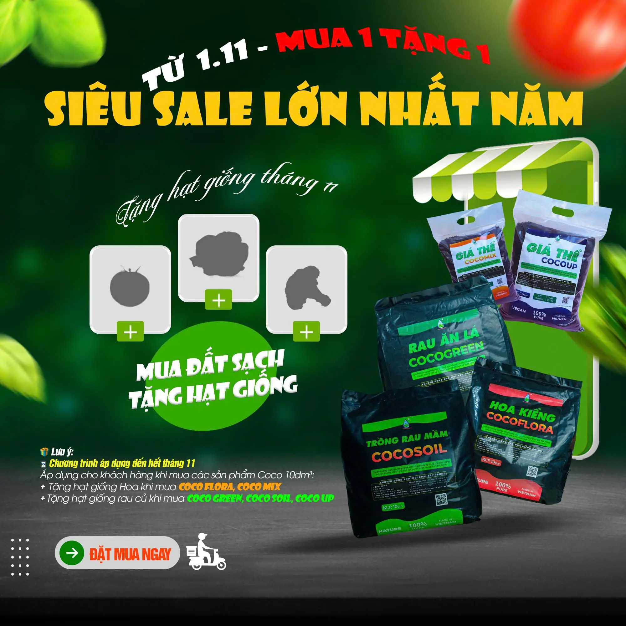 [Giảm 30%+11%] (5dm3) Giá thể dùng cho trồng thủy canh, sen đá, hoa lan, phủ gốc... CocoUp - Đã trộn sẵn