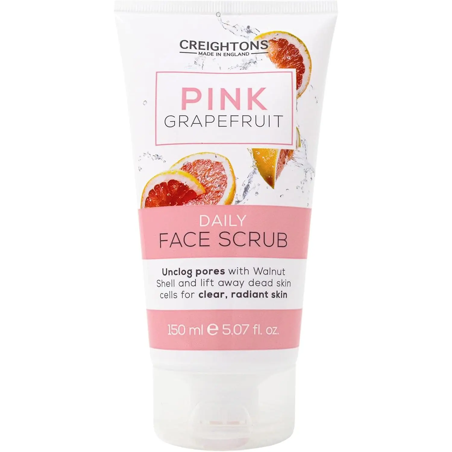 Creightons Pink Grapefruit Daily Face Scrub (150ml) - Unclog pores with Walnut Shell and lift away dead skin cells for clear, radiant skin. Dermatologically tested.