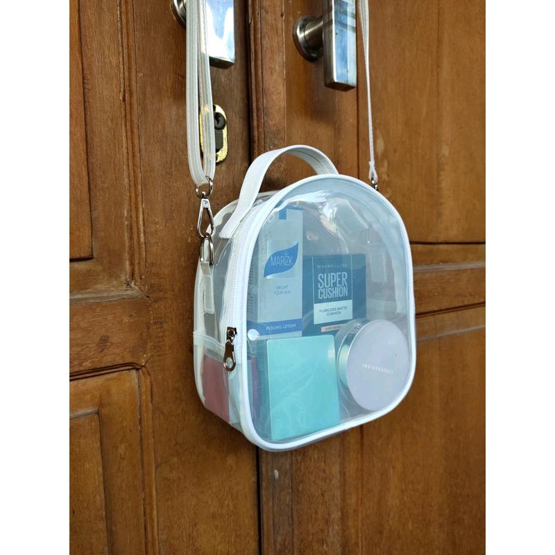 Tas mika PVC peremium teransparan multipungsi ransel (aline) tas konser K-pop tas gendong tas selendang Polos Hitam Cokelat 5
