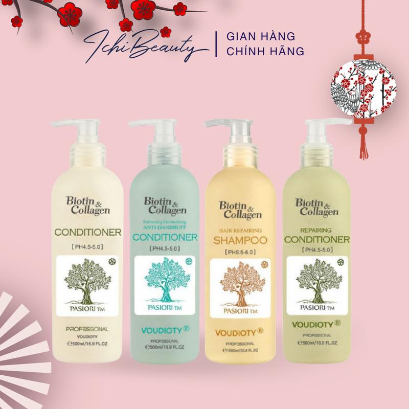 Dầu gội xả PASIORI Biotin Collagen giảm gầu nấm da đầu giảm rụng tóc hỗ trợ cải thiện tóc hư tổn cho nam nữ IchiBeauty