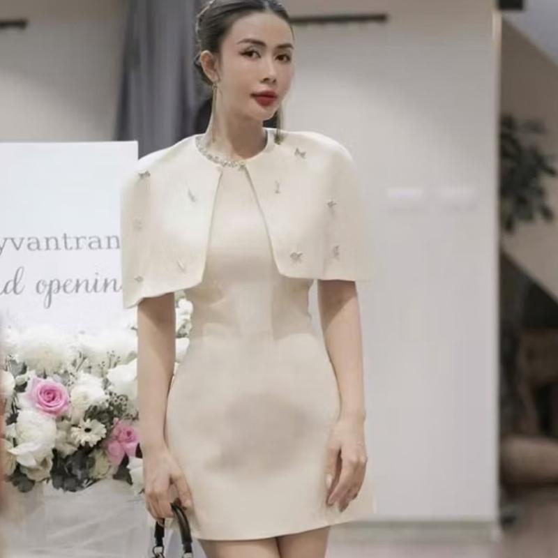 XẢ LẺ SIZE Set 2 Món Thiết Kế Đầm + Choàng Tiểu Thư (Kèm 10c Nơ Đá Như Hình) (M-3XL)