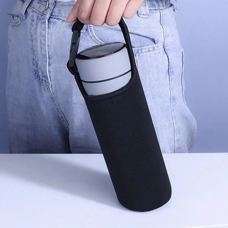 [Loại dày] Túi Đựng Bình Nước 450ml - 600ml Cách Nhiệt Màu Trơn Có Nắp Đậy Tiện Dụng 7