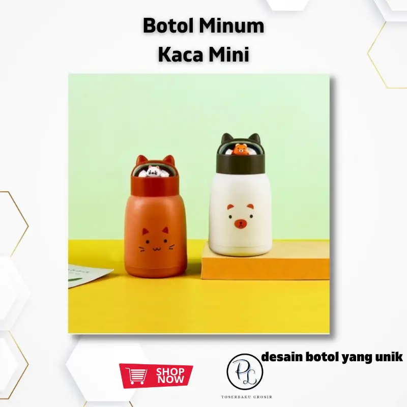 Botol  Minum Kaca Mini / Gelas Anak Tumbler Karakter 360mL 2