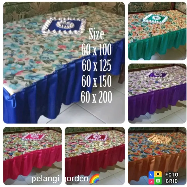 TAPLAK MEJA RUMBAI MOTIF BUNGA