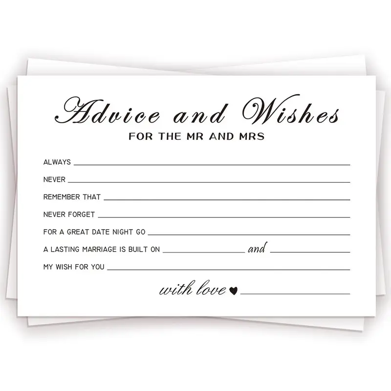 Wedding Party Advice & Wishes Card, 50pcs/set Wedding Dinner Event Table Decoration Writable Card, Wedding Blessing Card 2