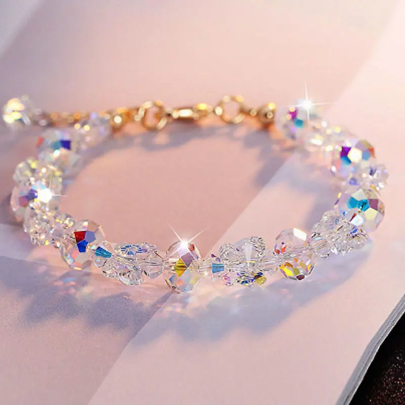 Gelang Kilat Rama-rama, Gaya Korea Baru, Reka Bentuk Niche, Gelang Tangan Wanita Segar Diperibadikan, Barang Kemas Kristal Tiruan Kaca