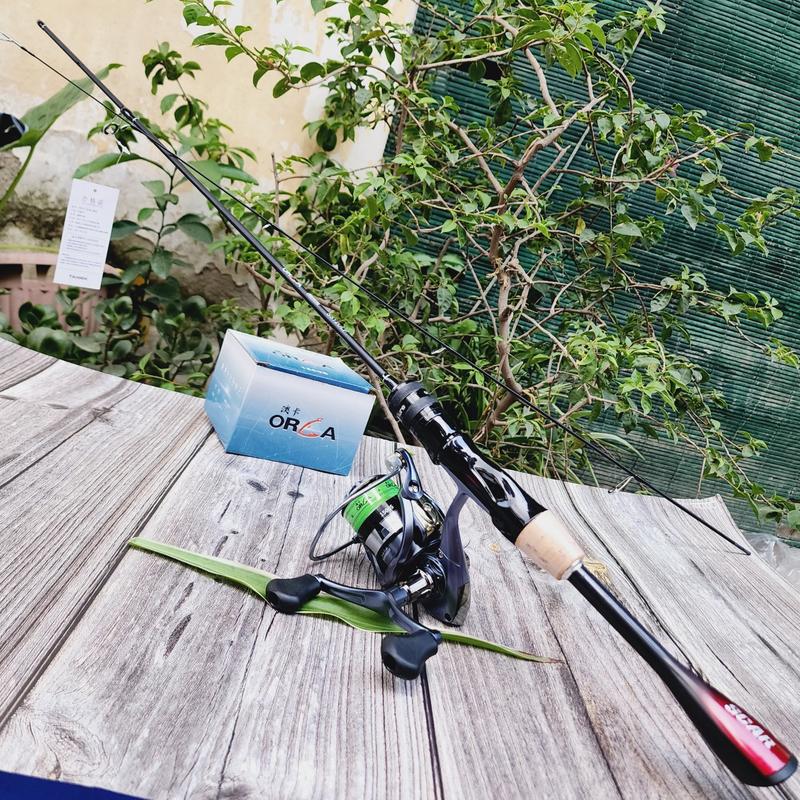 Bộ Cần Câu Lure Suối UL Đứng Orca Cán Đỏ Bóng Bắt Cá Đi Câu Fishing Câu Cá cần  ul