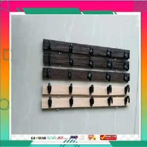 KAPSTOK KAYU /GANTUNGAN BAJU TEMPEL DIDINDING/5 GANTELAN/RAK GANTUNGAN BAJU 40 CM BERUPA  RUPA WARNA Pelastik