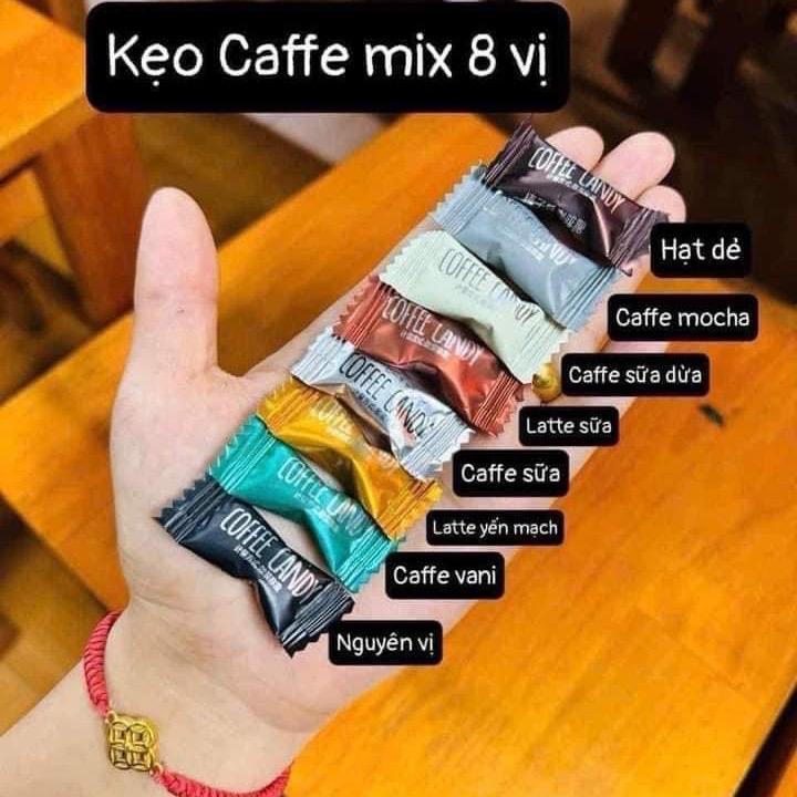  Kẹo cà phê không đường Coffee Candy mix 8 vị Snack Ăn Vặt Food Thức Ăn Nho Chua kẹo  không calo candy Socola 